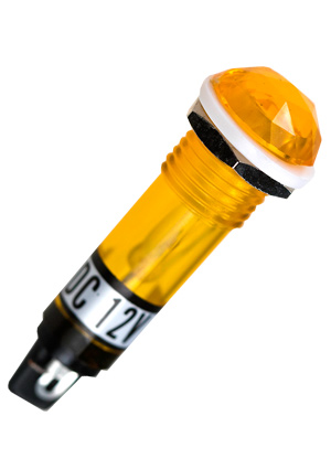 P-808Y-12V, лампа накаливания c держателем желтая 12В d=14мм