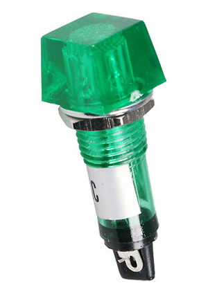 N-802G-220V, лампа неоновая с держателем зеленая 220В d=12.5мм
